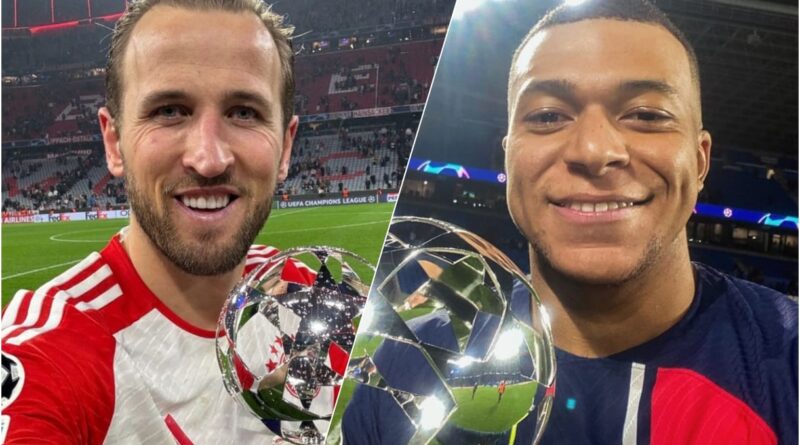 Harry Kane del Bayern Múnich y Kylian Mbappé con sus premios al jugador del partido. Foto: Redes sociales / El Crack