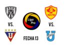Los partidos más esperados de la jornada 13 de la LigaPro incluyen los duelos entre IDV y LDU, y Aucas contra Universidad Católica. La fecha arranca el viernes 17 de mayo con el enfrentamiento entre Cuenca e Imbabura