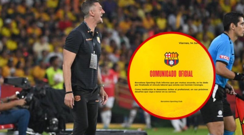 Barcelona SC anunció la salida de Germán Corengia como director deportivo del club. La decisión, inesperada y tomada a casi dos meses de su incorporación.