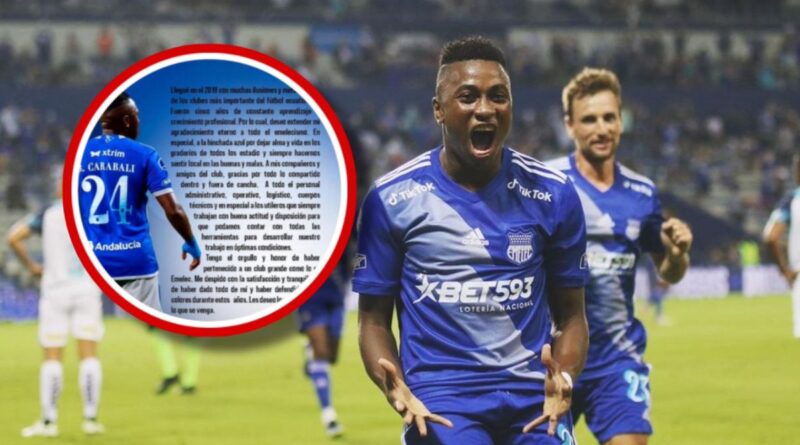 Bryan Carabalí se despide de Emelec con una sentida carta, marcando el fin de su etapa en el Bombillo y dejando abierta la puerta a su posible fichaje por Barcelona Sporting Club.