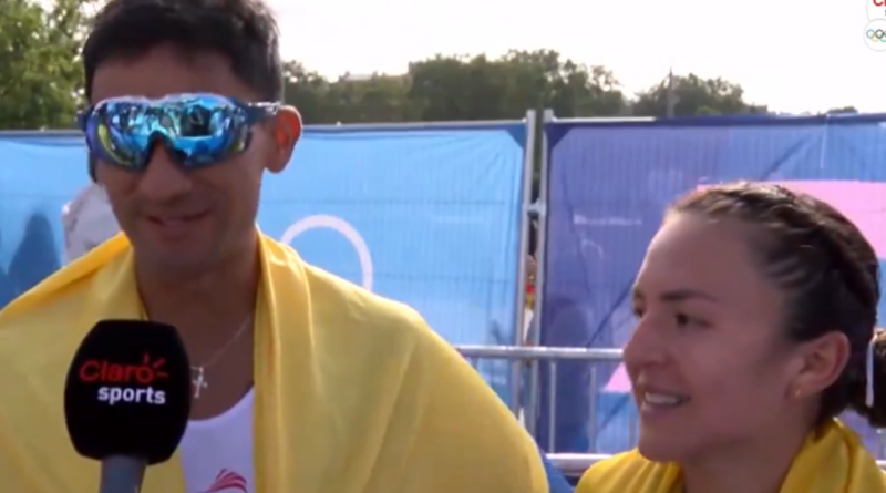 Luego de conseguir su segunda medalla olímpica (oro y plata) para Ecuador, Daniel Pintado le agradeció a su compañera Glenda Morejón.