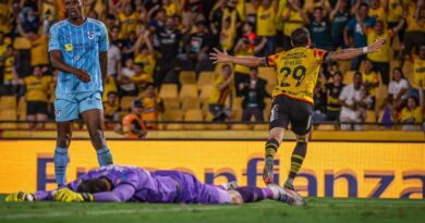 Octavio Rivero anotó un gol para Barcelona SC ante la Católica, en el estadio Monumental de Guayaquil, este 25 de agosto del 2024.