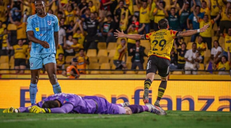 Octavio Rivero anotó un gol para Barcelona SC ante la Católica, en el estadio Monumental de Guayaquil, este 25 de agosto del 2024.