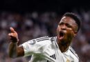 Vinícius Jr. celebra un gol del Real Madrid en Champions League.