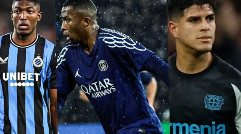 Willian Pacho y Joel Ordóñez tienen duelos clave en la UEFA Champions League, Piero Hincapié no estará por expulsión.