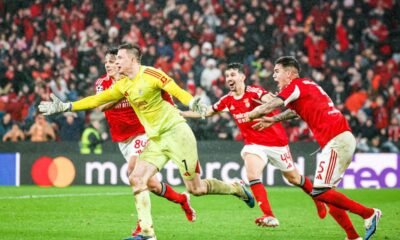 El golero Anatoly Trubin hizo un gol al Real Madrid en el triunfo del Benfica. Foto: Benfica