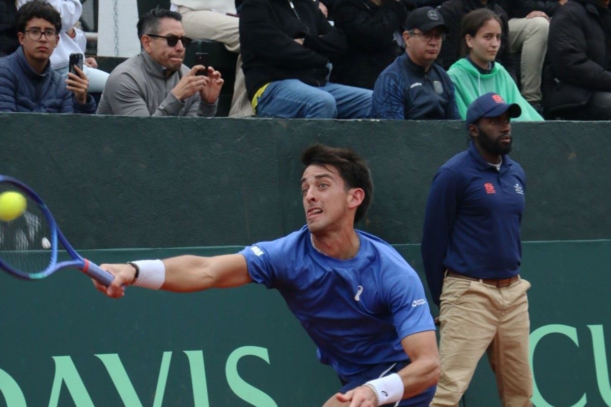 Andrés Andrade ganó el segundo punto para Ecuador en la serie contra Australia, en la Copa Davis, este 7 de febrero del 2025.