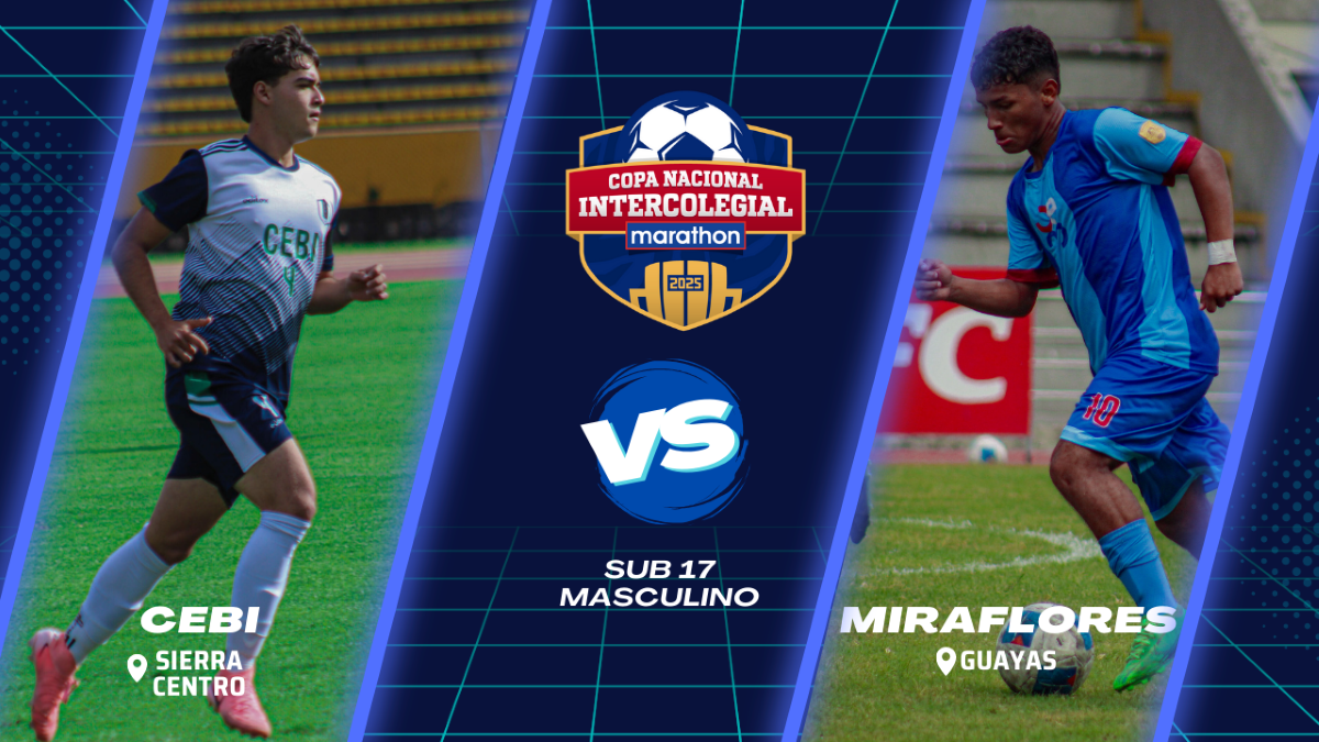 Los colegios CEBI, de Ambato, y Miraflores, de Guayaquil se enfrentan en la categoría masculino Sub-17. Foto: Fundación Marathon