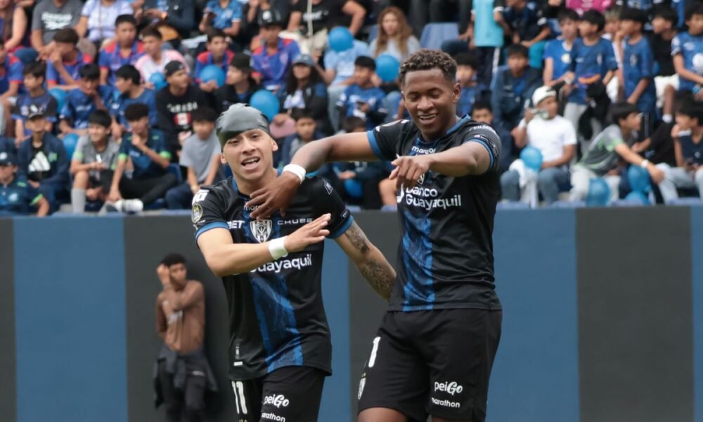 Emerson Pata festeja el gol que le anotó al Aucas, el 14 de marzo de 2026. Foto: API
