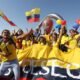 Los hinchas de Ecuador en el Mundial de Qatar 2022, en el famosos 'banderazo'.