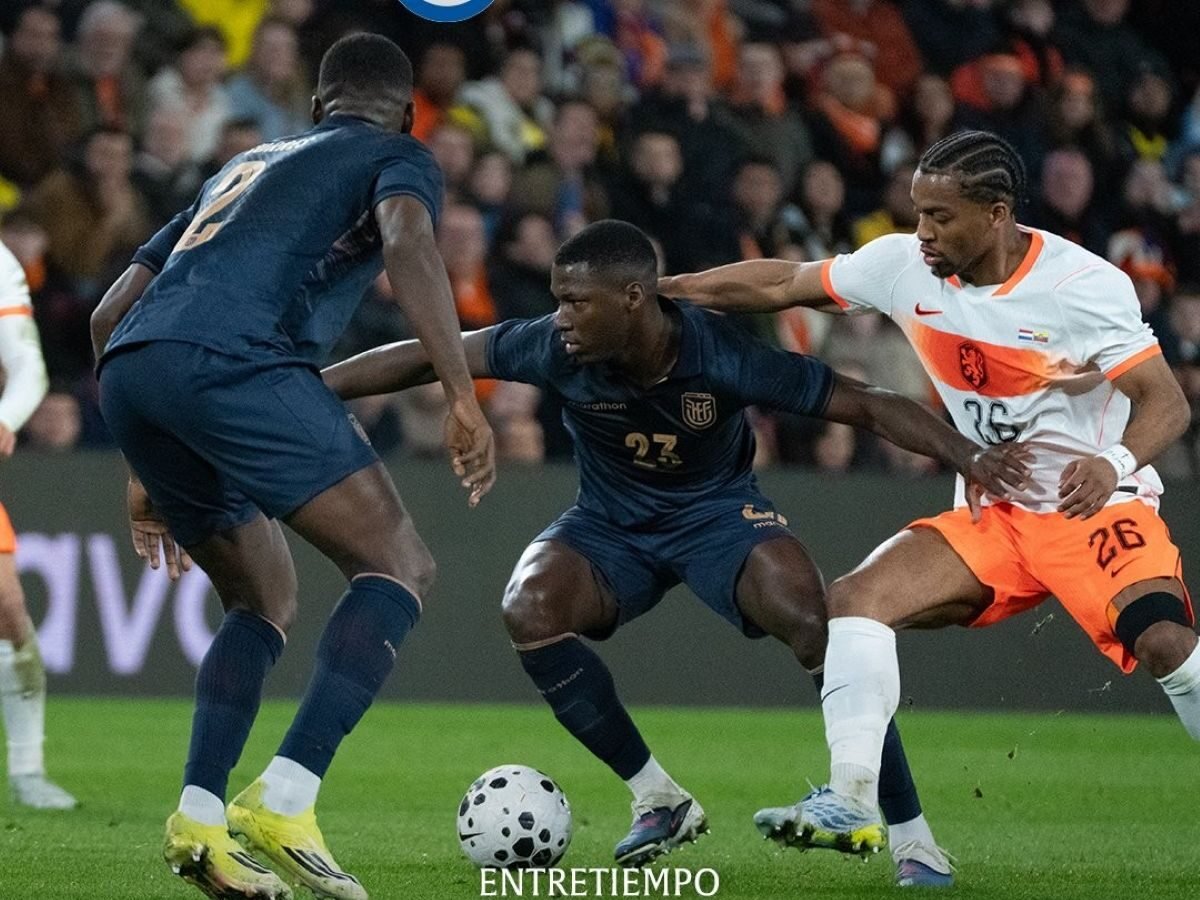 Moisés Caicedo y Félix Torres en el partido de Ecuador ante Países Bajos, el 31 de marzo de 2026. Foto: La Tri