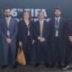 Desde la izq.: Selim Doumet, María Sol Muñoz, Francisco Egas, Nicolás Solines y Amílcar Mantilla estuvieron en representación de Ecuador en el Congreso de la FIFA. Foto: FEF