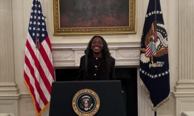 La ecuatoriana posa en la ceremonia celebrada en la Casa Blanca. Foto: Mell Reasco.