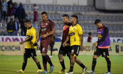 Jugadores de Barcelona SC tras el partido ante Macará en LigaPro. Foto: API