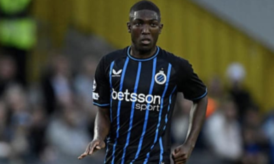 Joel Ordóñez juega un partido con Club Brujas. Foto: Club Brujas