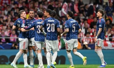 La plantilla del Arsenal festeja el gol marcado en la ida de las semifinales de la Champions League. Foto: Arsenal