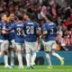 La plantilla del Arsenal festeja el gol marcado en la ida de las semifinales de la Champions League. Foto: Arsenal