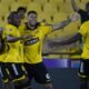 La plantilla de Barcelona SC celebra el gol del triunfo ante Mushuc Runa. Foto: API