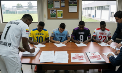 Los jugadores firman contratos de 500 dólares, que reportan a las instituciones públicas de Ecuador. Foto: Inteligencia Artificial
