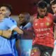 Macará y Deportivo Cuenca en sus respectivos partidos. Foto: Conmebol Sudamericana