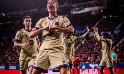 Robert Lewandoski celebrando un gol al Osasuna. Foto: FC Barcelona