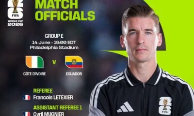 Francois Letexier será el nuevo juez central de Ecuador vs Costa de Marfil. Foto: FIFA