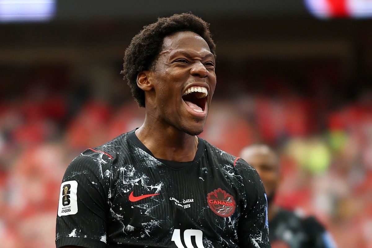 Jonathan David marca su triplete frente a Qatar. Foto: Canadá