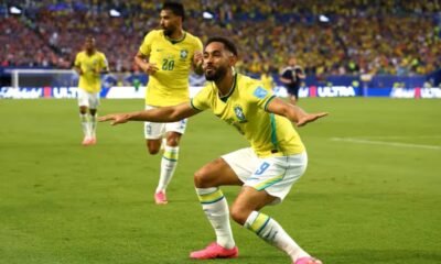 Matheus Cunha celebrando el gol marcado frente a Escocia. Foto: FIFA
