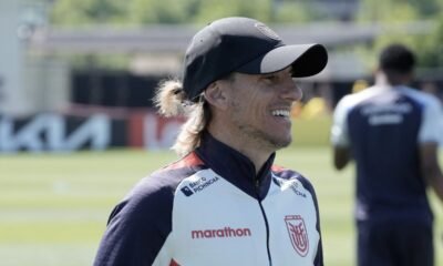 Sebastián Beccacece en un entrenamiento de Ecuador en Columbus. Foto: La Tri