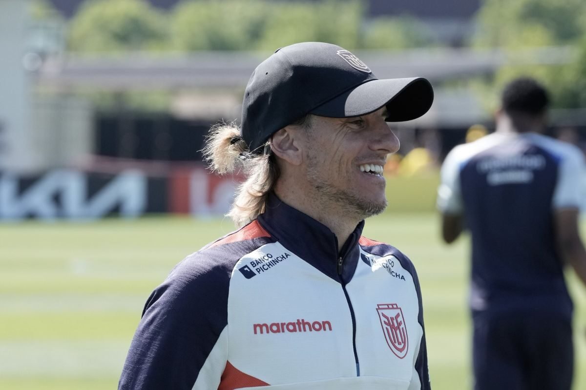 Sebastián Beccacece en un entrenamiento de Ecuador en Columbus. Foto: La Tri