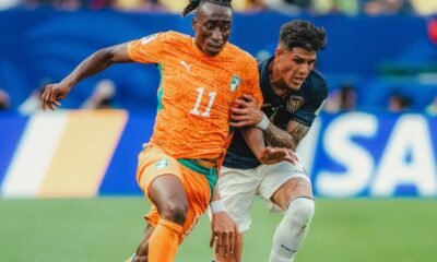Yan Diomandé y Piero Hincapié en el partido debut de ambas selecciones en el Mundial. Foto: Archivo personal