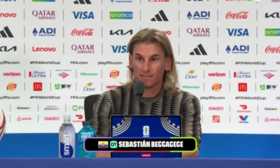 Sebastián Beccacece en la rueda de prensa en el empate frente a Curazao. Foto: Captura de pantalla de DSports