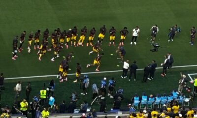 Los jugadores de Ecuador en el estadio de Kansas.