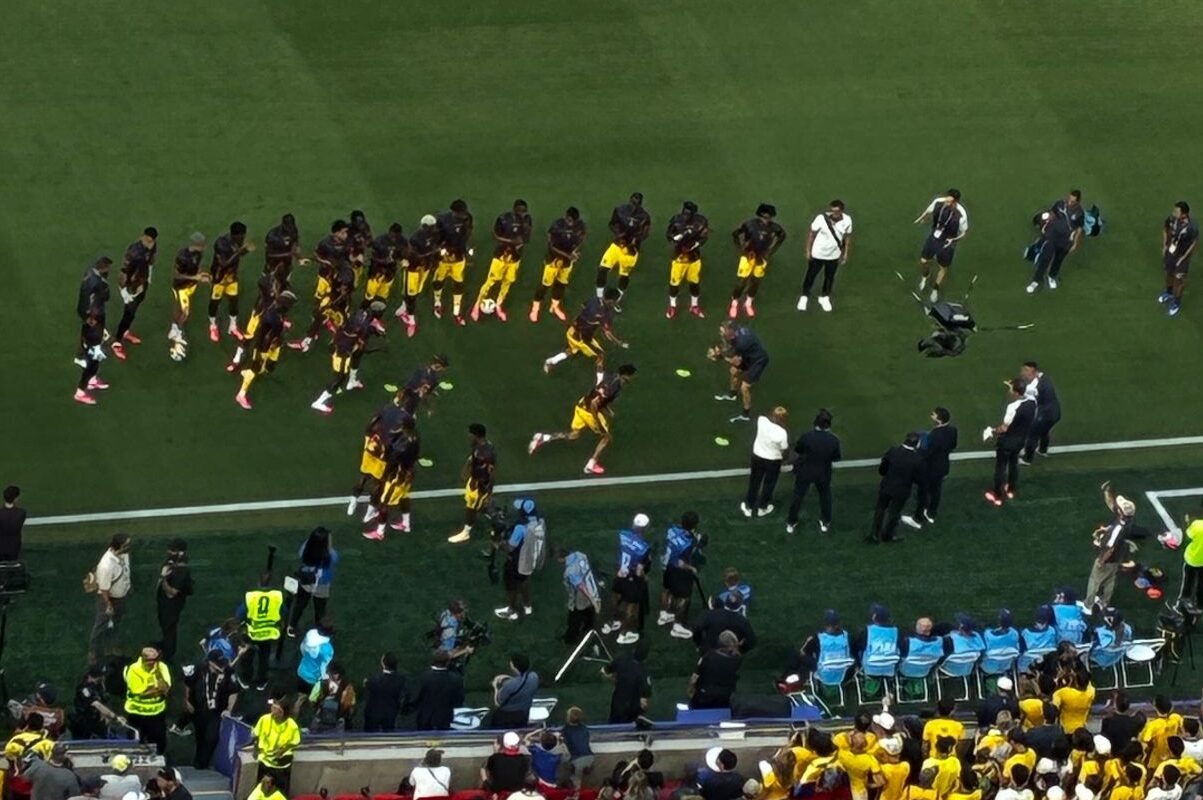 Los jugadores de Ecuador en el estadio de Kansas.