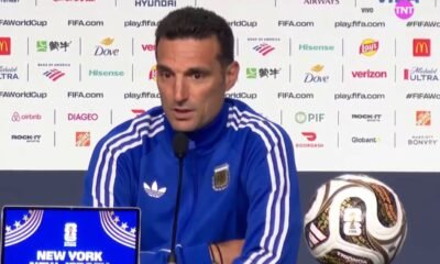 Lionel Scaloni en la conferencia de prensa en New York.