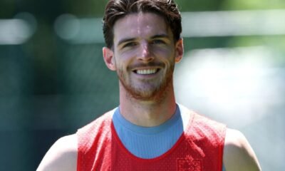 Declan Rice en entrenamiento previo al partido con México. Foto: Selección de Inglaterra