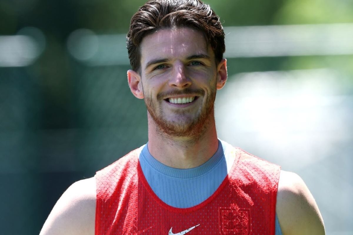 Declan Rice en entrenamiento previo al partido con México. Foto: Selección de Inglaterra