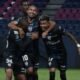 El festejo de los jugadores de IDV tras la goleada a Emelec. Foto API