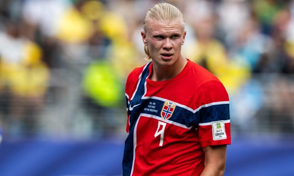 Erling Haaland en su espectacular doblete ante Brasil. Foto: Selección de Noruega