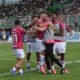 Los jugadores de Independiente del Valle festejan un gol en el estadio de Machala. Foto: API