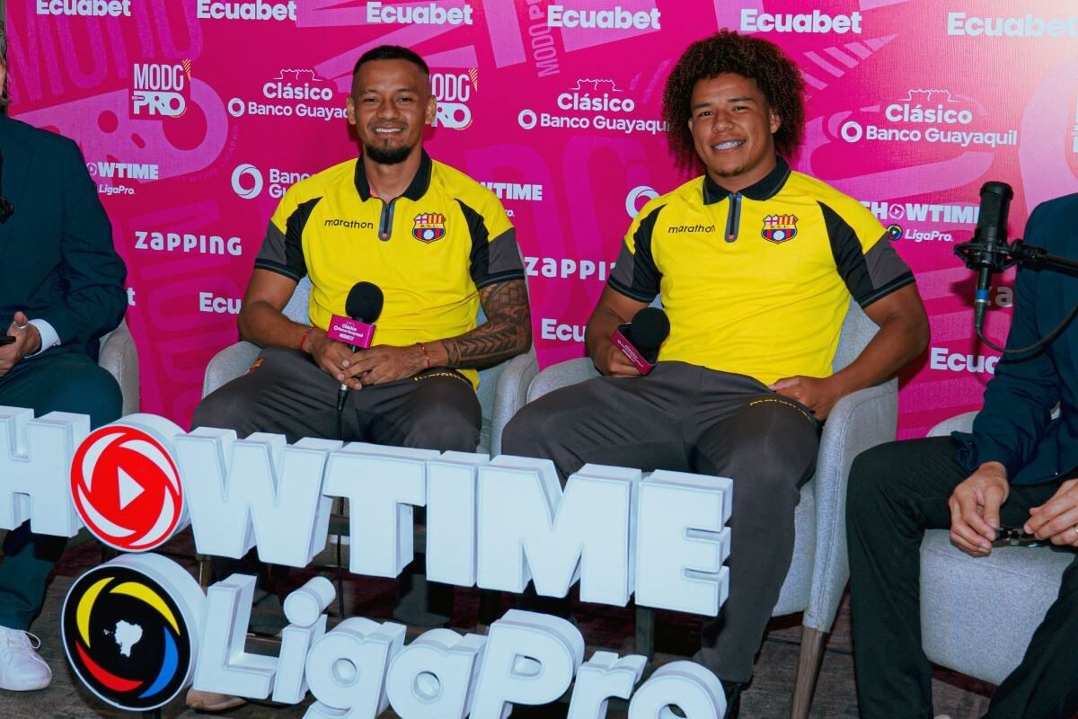 Jefferson Intriago y Erick Mendoza en el Media Day previo al Clásico del Astillero. Foto LigaPro