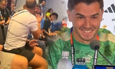 La reacción de Brahim Díaz a la pelea de dos periodistas. Foto Captura de pantalla