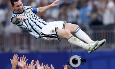 Lionel Messi festejando el triunfo ante Egipto este 7 de julio. Foto: Fabrizio Romano