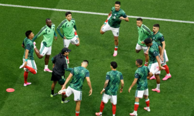 La Selección de México calentando en la previa frente a Inglaterra. Foto: FIFA