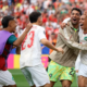 Marruecos celebrando la goleada y clasificación a octavos de final. Foto: FIFA