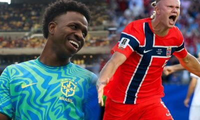 Vini Jr y Erling Haaland en el Mundial. Foto: Conmebol y Selección de Noruega