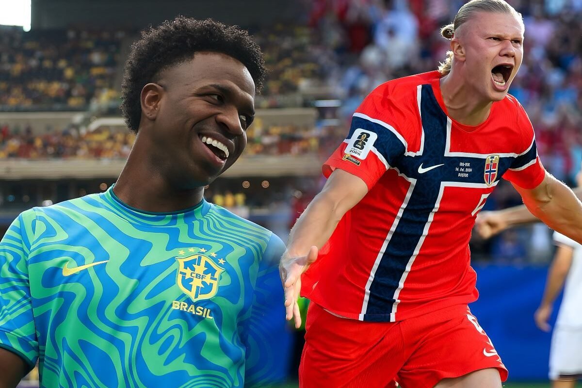 Vini Jr y Erling Haaland en el Mundial. Foto: Conmebol y Selección de Noruega