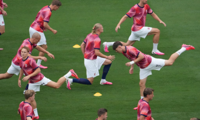 La Selección de Noruega calentando en el MetLife Stadium. Foto: FIFA