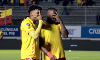 Luis Arroyo celebrando el gol marcado frente a Guayaquil City. Foto: API