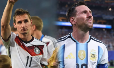 Miroslav Klose ganando la Copa del Mundo 2014. Lionel Messi frente a Egipto. Foto: FIFA/Argentina